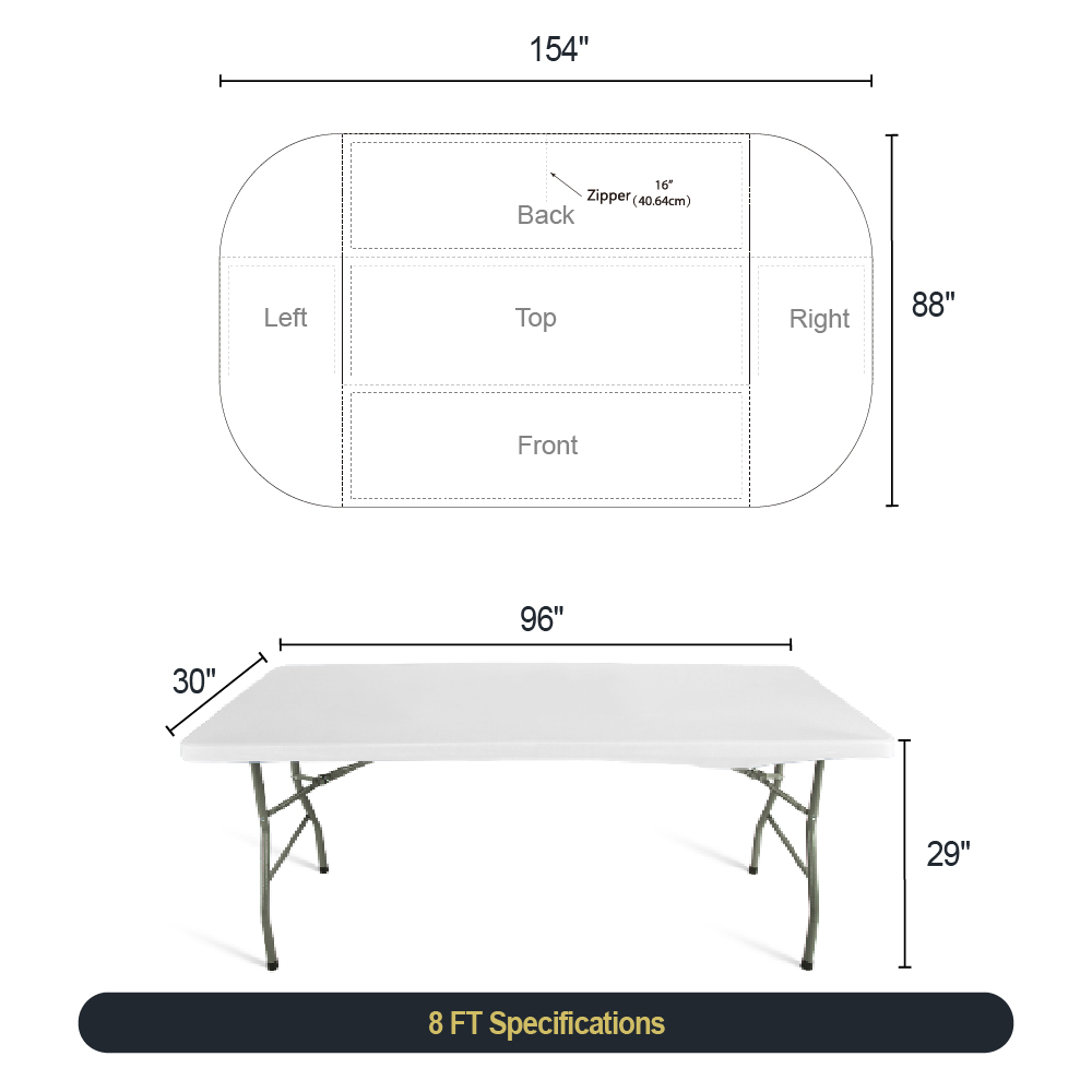 8ft Zipper Back Table Cover