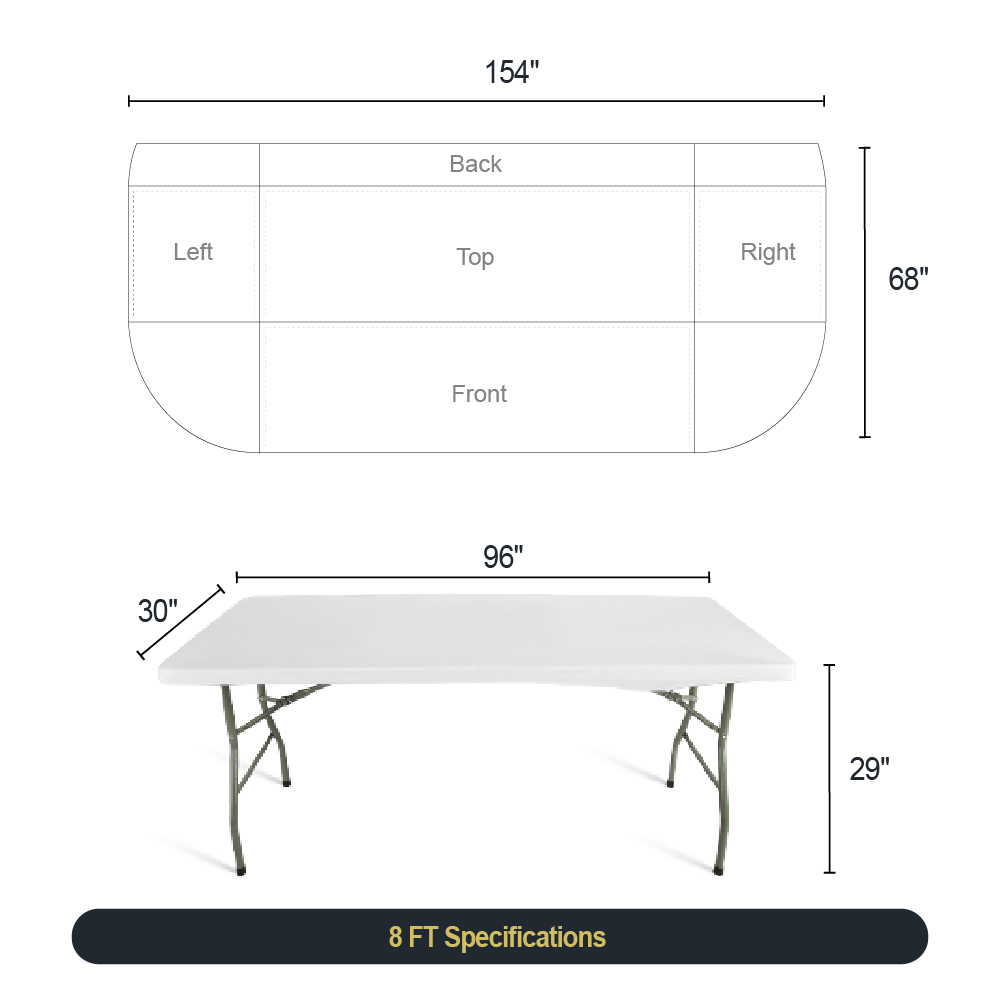 8ft 3-sided Table Cover