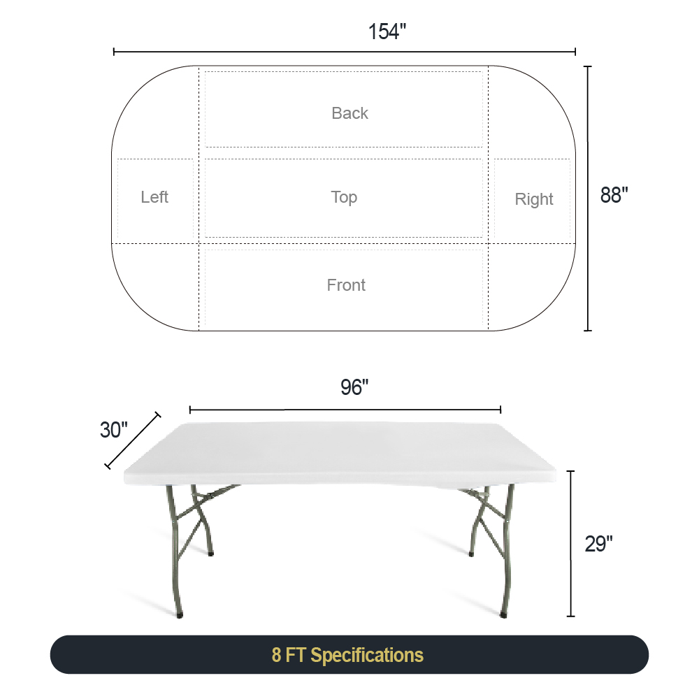 8ft 4-sided Table Cover
