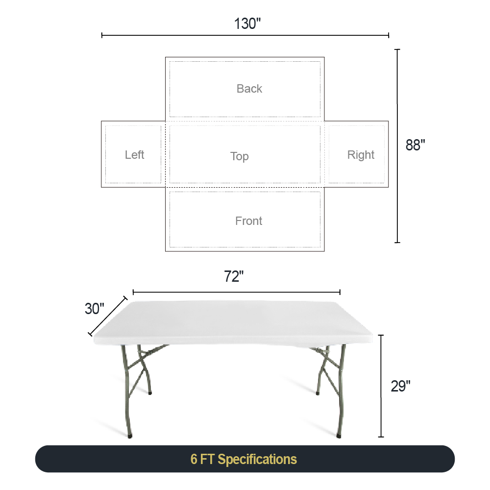 6ft 4-sided Fitted Table Cover
