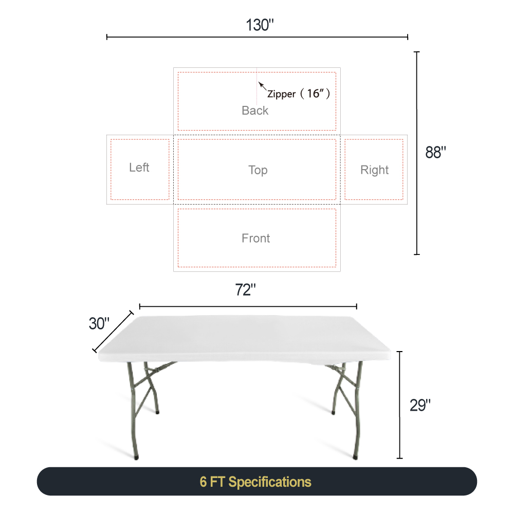 6ft Zipper Back Fitted Table Cover