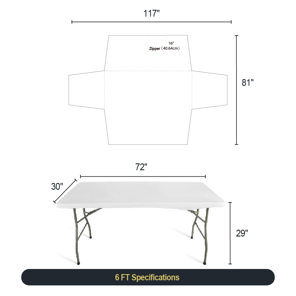 6ft Zipper Back Stretch Table Cover