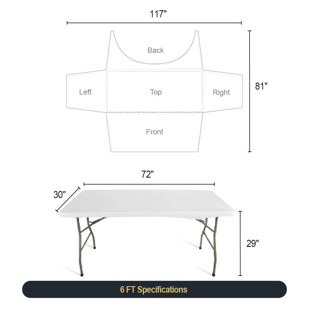 6ft 3-sided Stretch Table Cover
