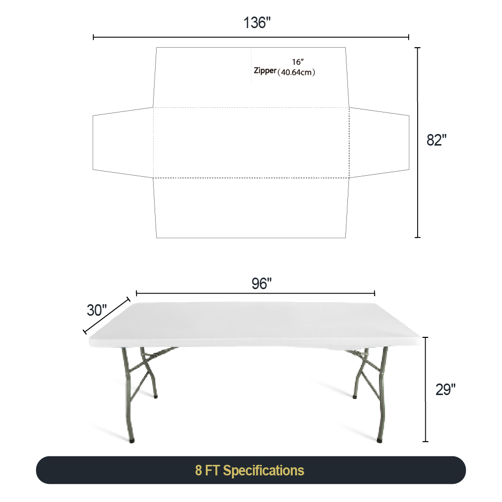 8ft Zipper Back Stretch Table Cover