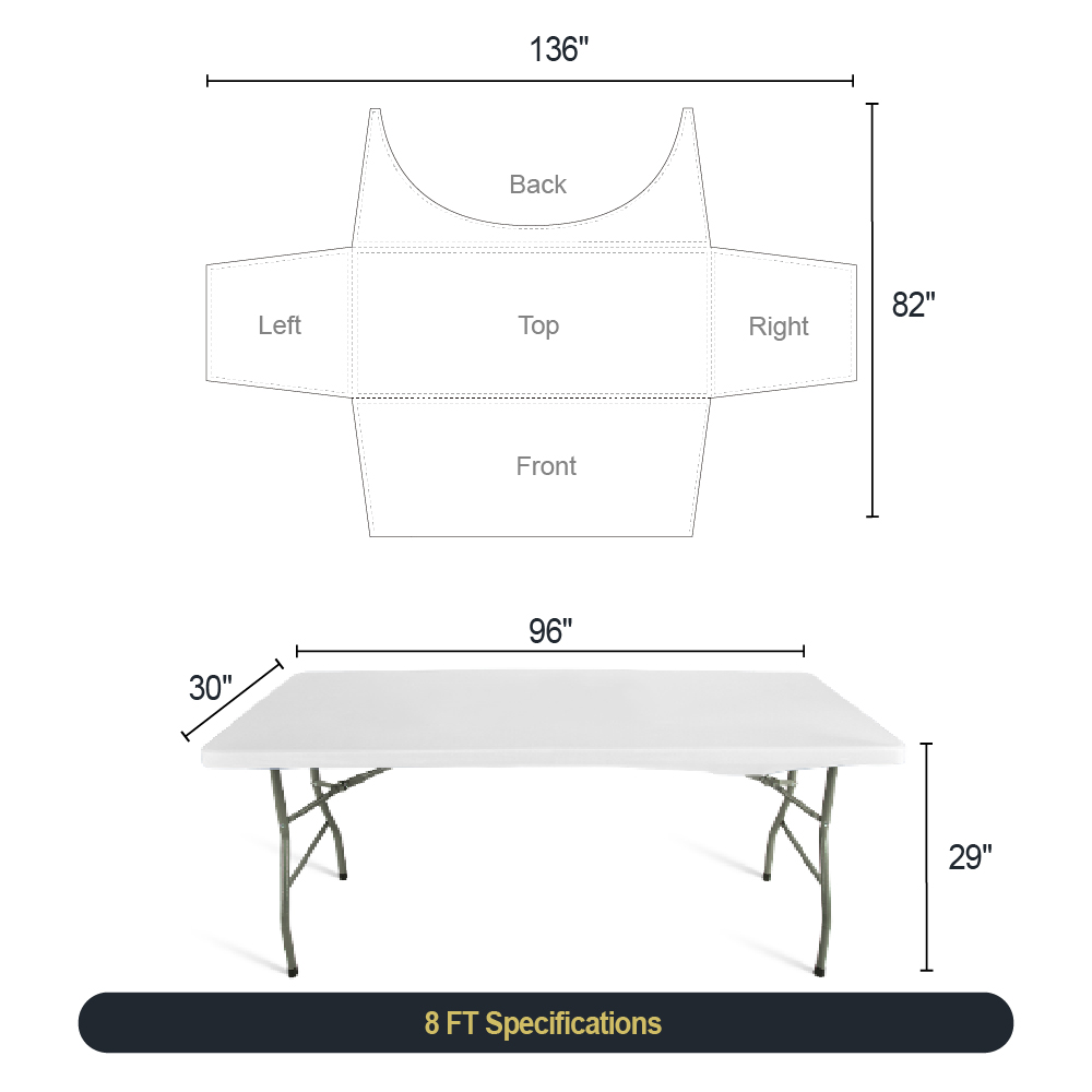 8ft 3-sided Stretch Table Cover