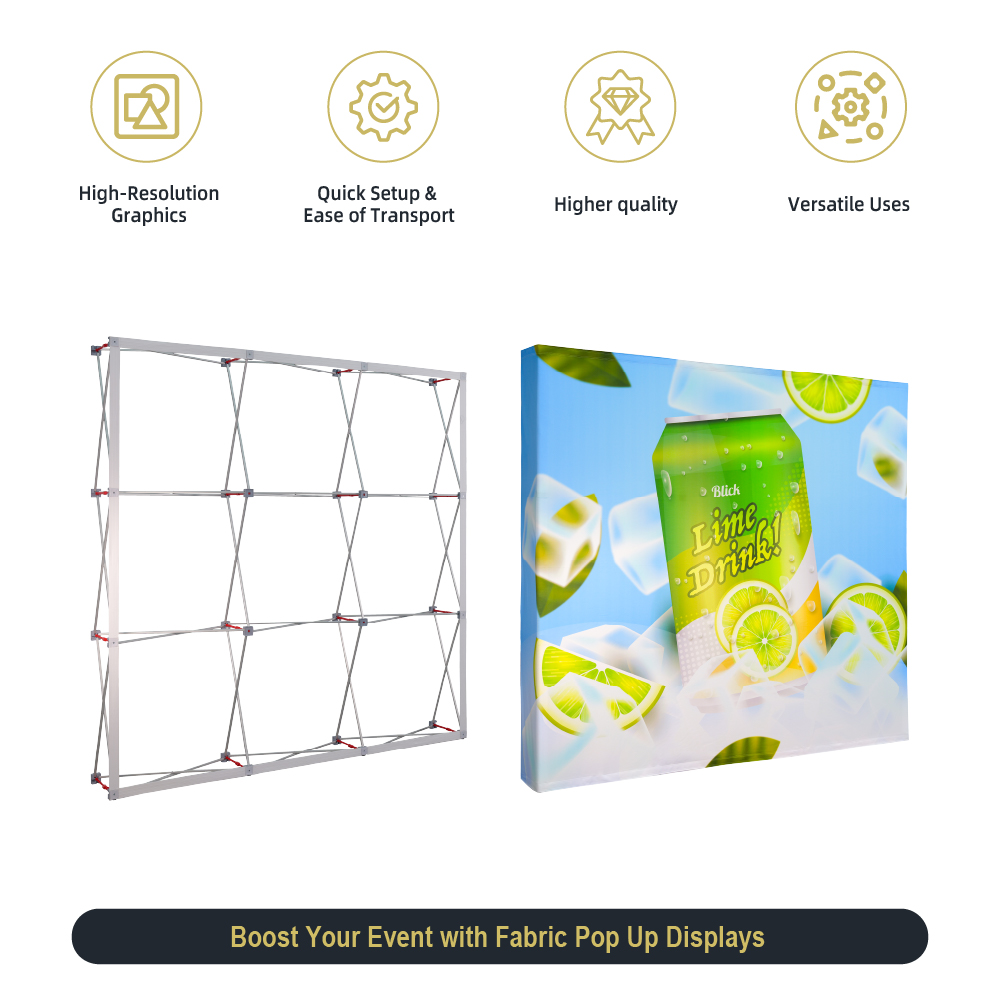 8ft Straight Fabric Popup Displays