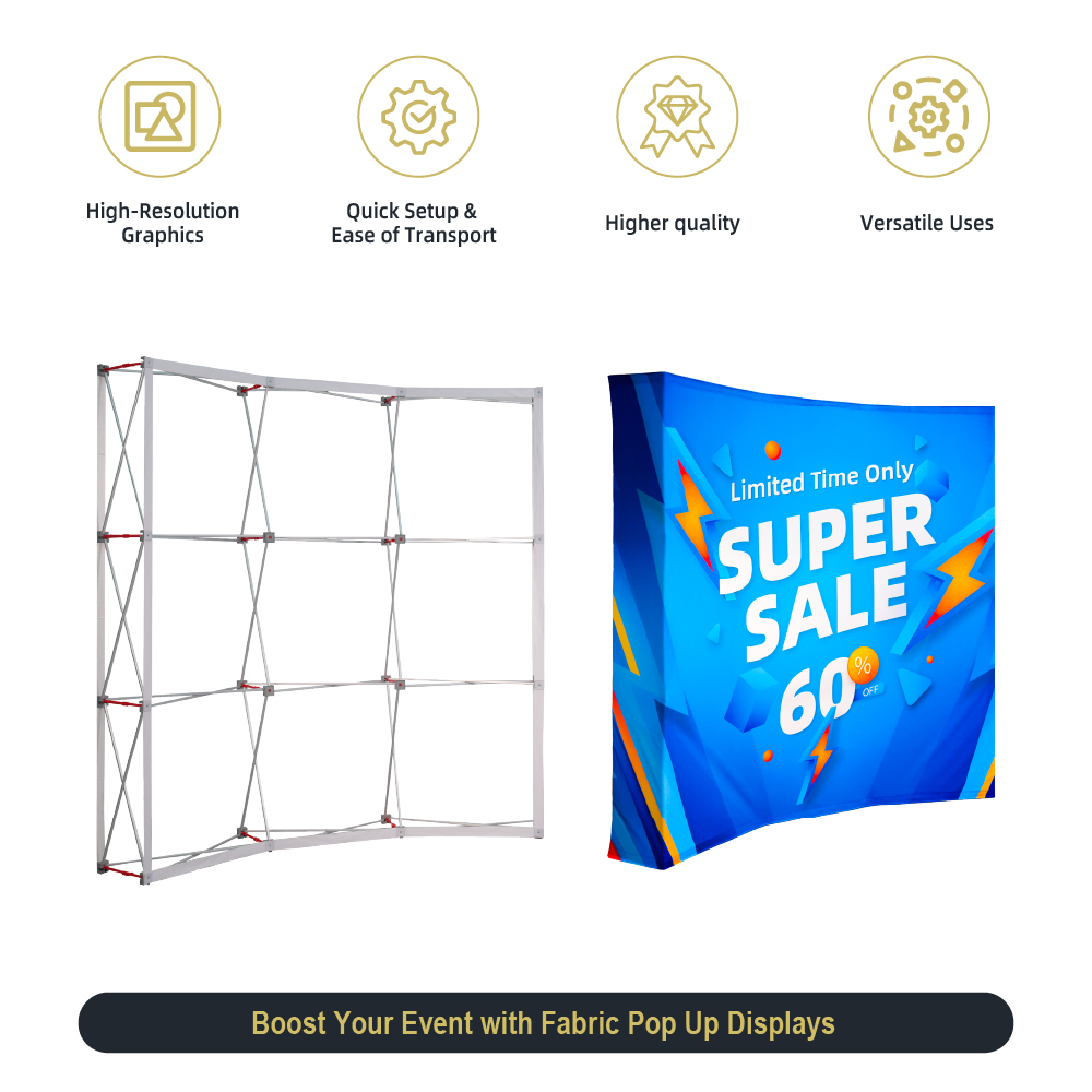 8ft Curved Fabric Popup Displays