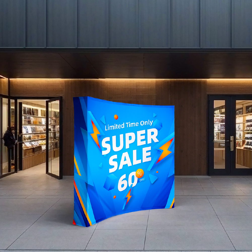 8ft Curved Fabric Popup Displays