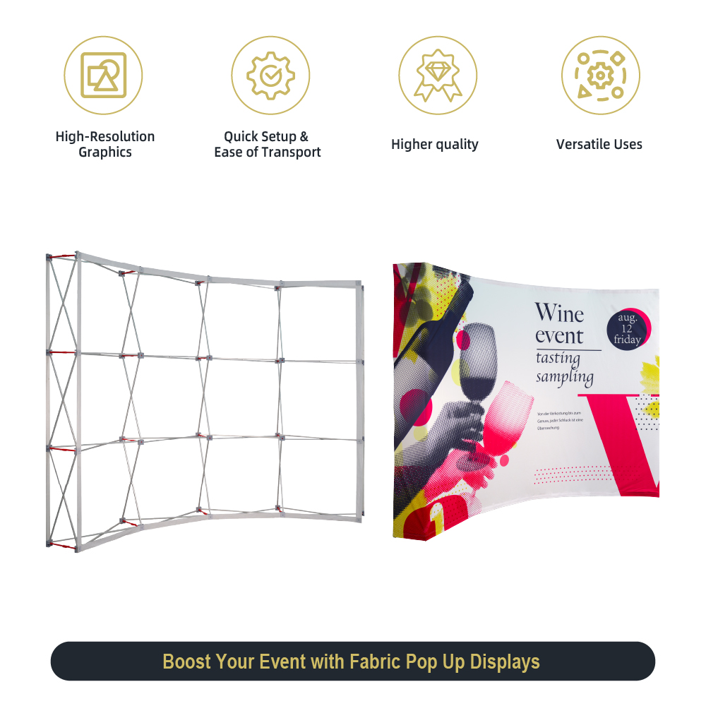 10ft Curved Fabric Popup Displays