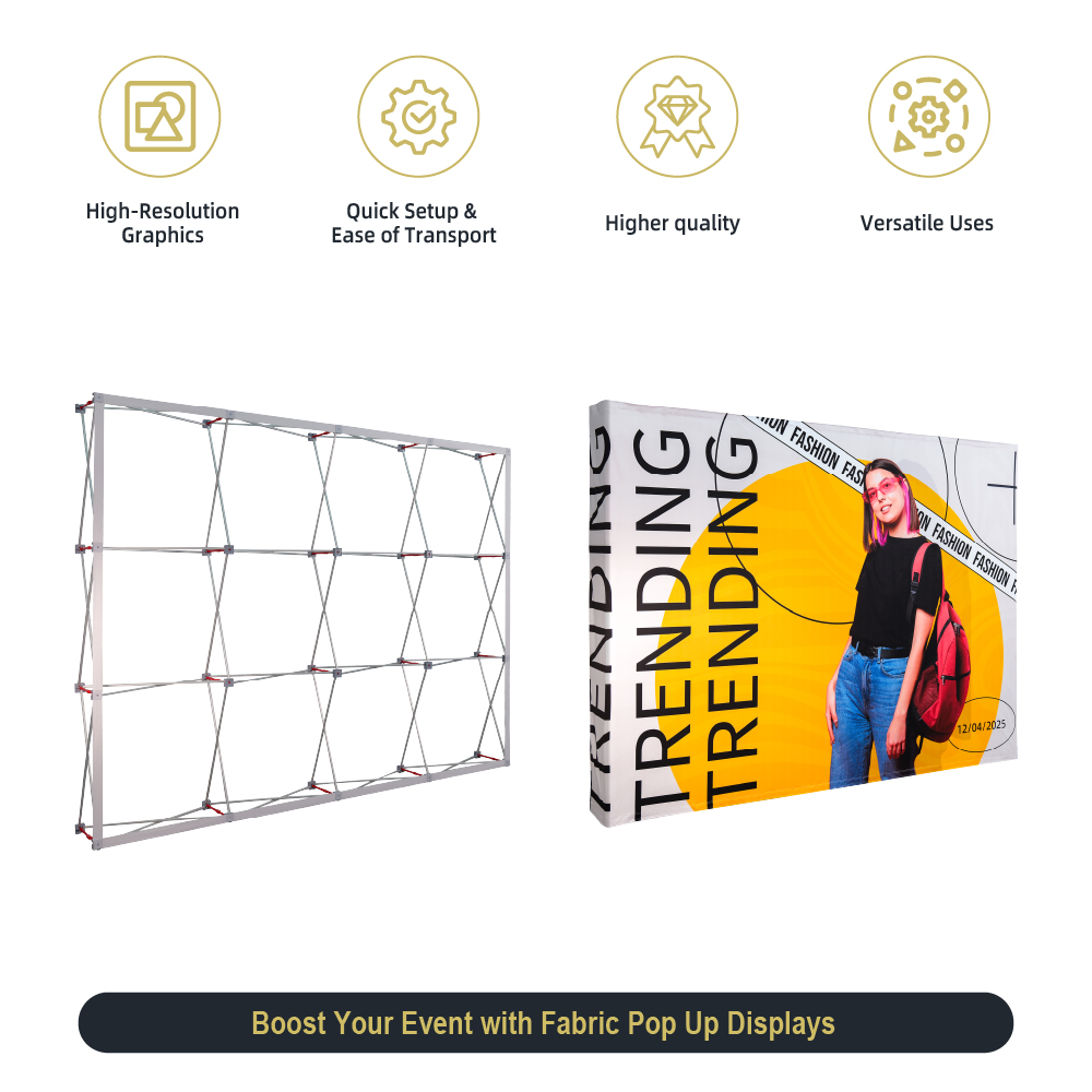 10ft Straight Fabric Popup Displays